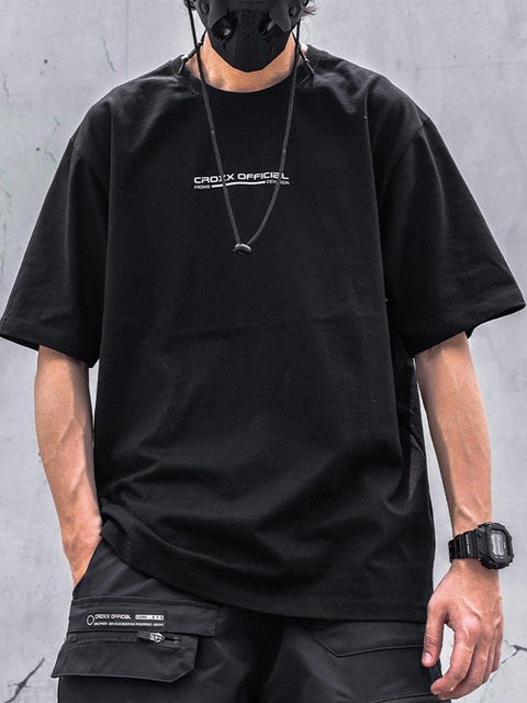 Functional Reflective Strip Print Cotton Tee - Anagoc