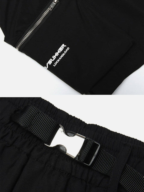 Function Belt Zipper Pockets Shorts - Anagoc