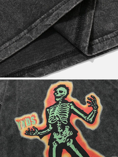 Electric Shock Skeleton Graphic Tee - Anagoc