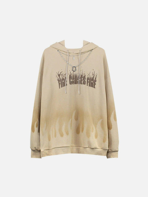 Gradient Flame Print Hoodie - Anagoc