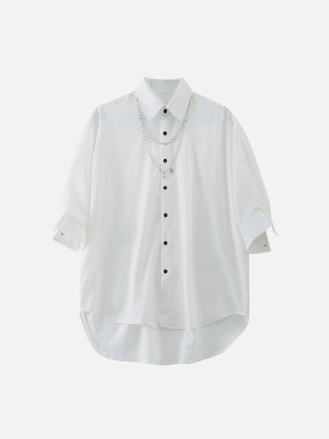 Dark Love Chain Decoration Oversized Shirt - Anagoc