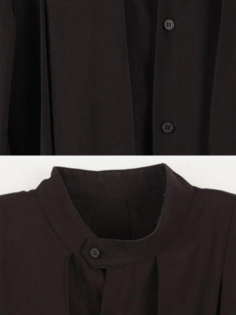 Oversize Fold Long Sleeve Shirt - Anagoc