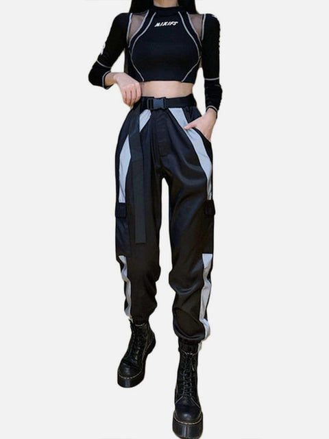 Reflective Strip Cargo Pants - Anagoc