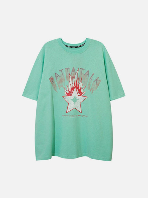 Burning Star Graphic Tee - Anagoc