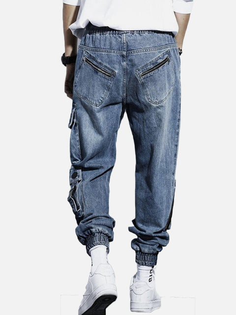 Embroidery Multi Pockets Cargo Jeans - Anagoc