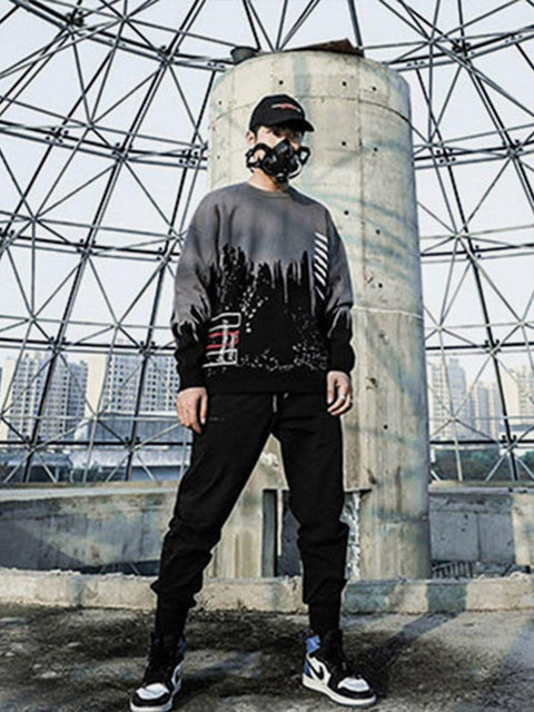 Dark Splash Ink Texture Knitted Sweater - Anagoc