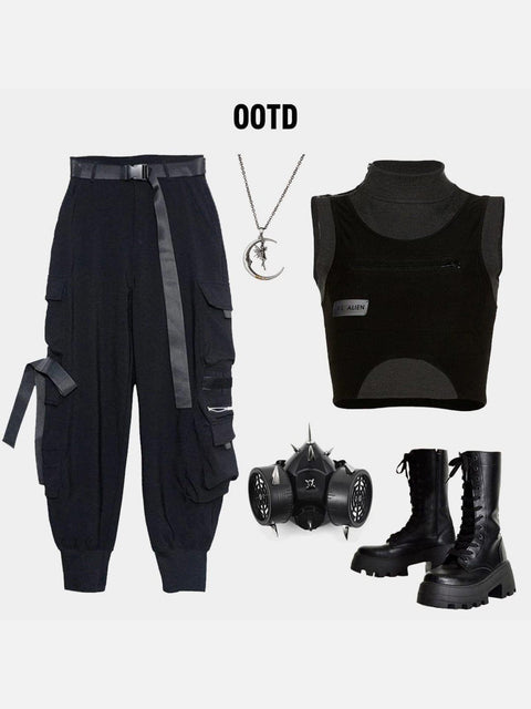 Techwear Patchwork Chain Vest - Anagoc