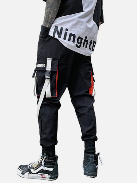 Techwear Patchwork Ribbons Cargo Pants - Anagoc