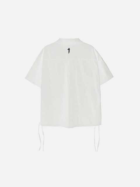 Big Pocket Ribbon Function Short Sleeve Shirt - Anagoc