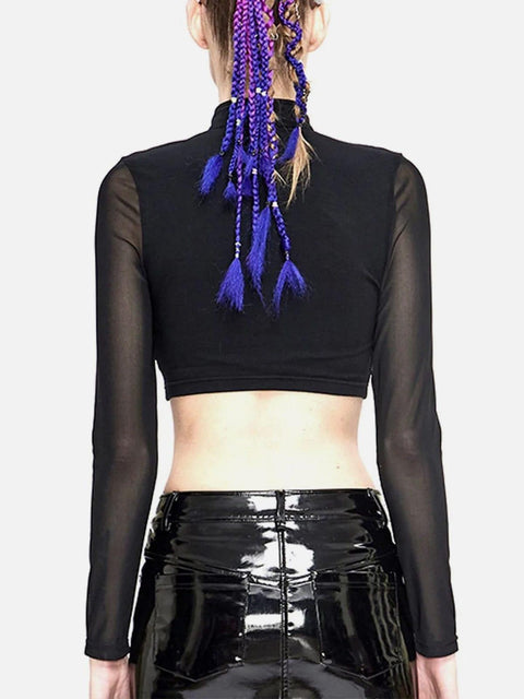 Mechanical Print Buckle Long Sleeve T Shirt - Anagoc