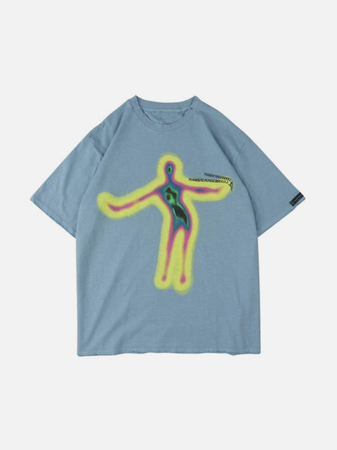 Distorted Portrait Graphic Cotton Tee - Anagoc
