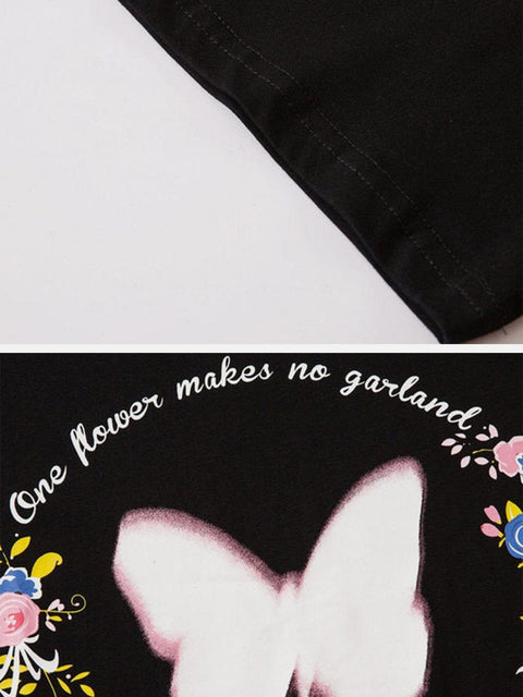 Butterfly Flower Letters Graphic Tee - Anagoc