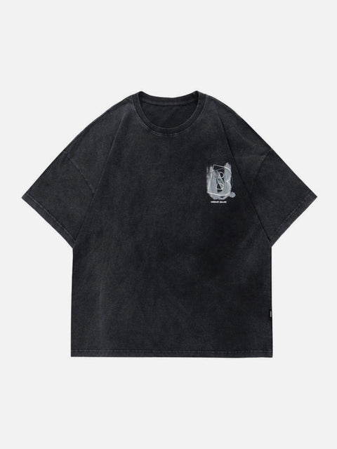 Spray Paint Washed Graphic Tee - Anagoc