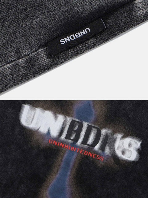 Unreal Cross Letters Washed Graphic Tee - Anagoc