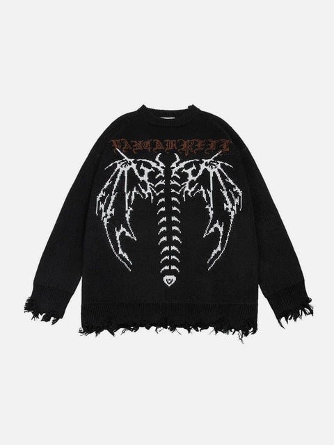 Fantasy Demon Print Oversized Sweater - Anagoc