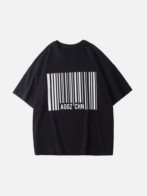Barcode Cotton Graphic Tee - Anagoc