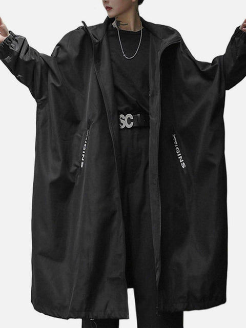 Dark Print Wizard Cloak Mid-length Oversized Jacket - Anagoc