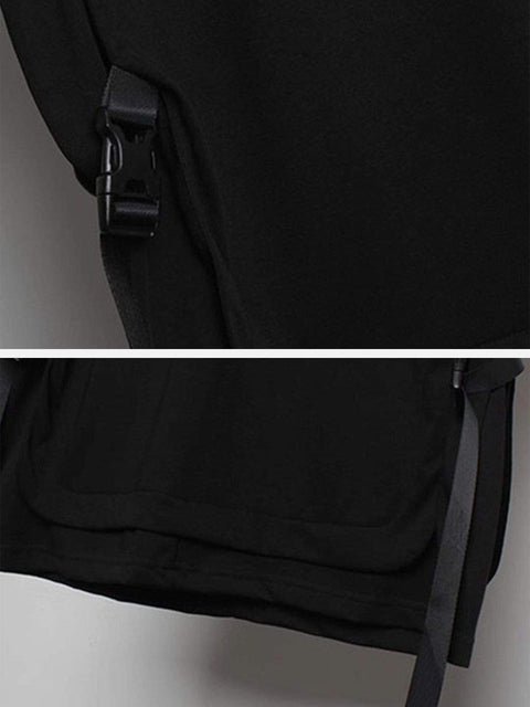 Fake Two-piece Buckle Streamer Tee - Anagoc