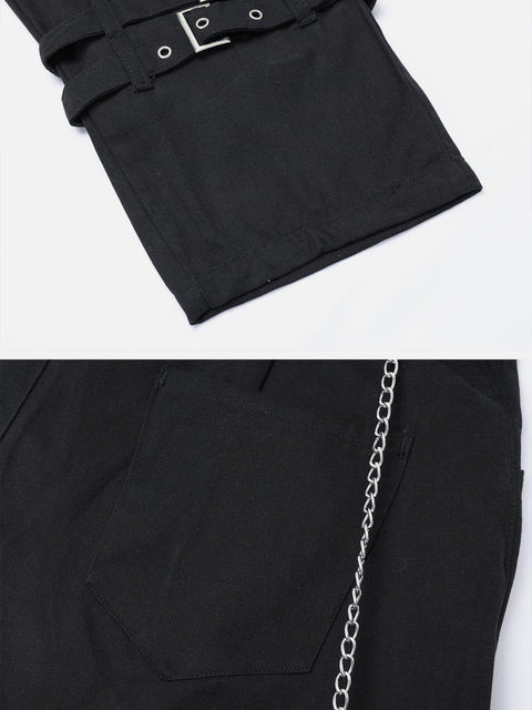 Punk Metal Buckle Chain Pants - Anagoc