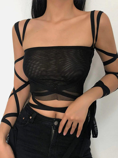 Solid Color Crop Strap Vest - Anagoc