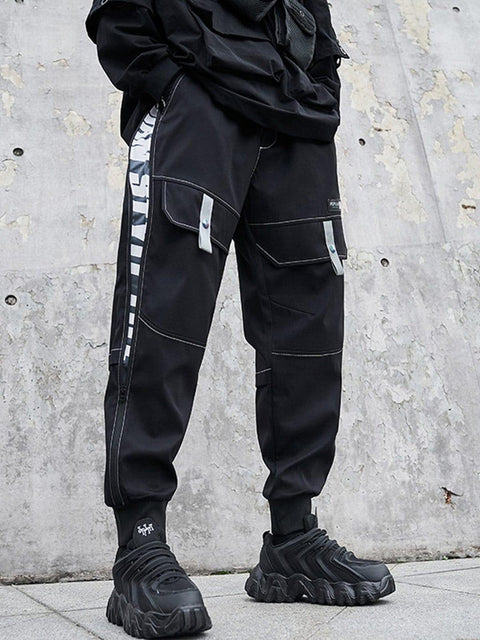 Techwear Side Zipper Print Cargo Pants - Anagoc