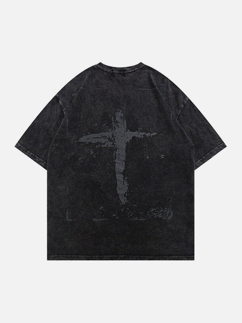 Cross Washed Cotton Graphic Tee - Anagoc