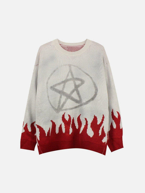 Flame Magic Circle Knitted Sweater - Anagoc