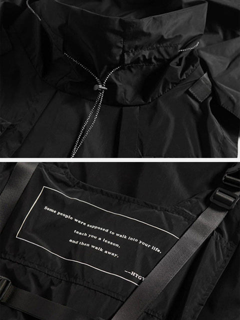 Dark Combat Multi Pockets Hooded Vest - Anagoc