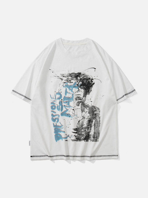 Splash Ink Letters Graphic Tee - Anagoc