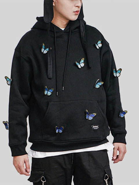 Gradient Butterfly Fleece Hoodie - Anagoc