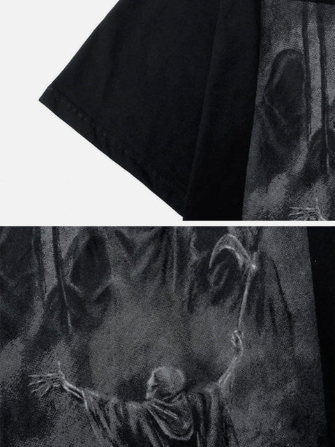 Dark Ghost Print Cotton Tee - Anagoc