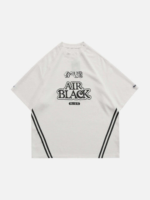 Waffle Pattern Letters Graphic Tee - Anagoc