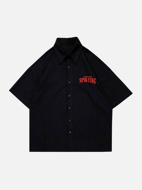 Dark Letters Embroidery Shirt - Anagoc