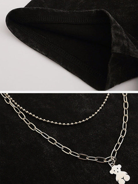 Bear Necklace Washed Tee - Anagoc