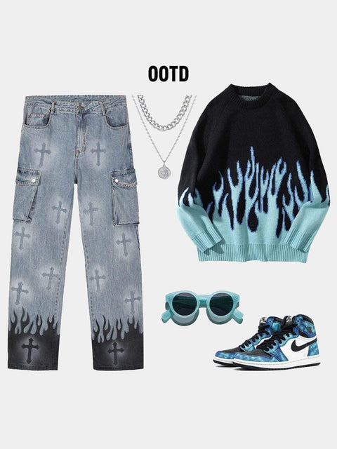 Nev Flame & Cross Vibe Jeans - Anagoc