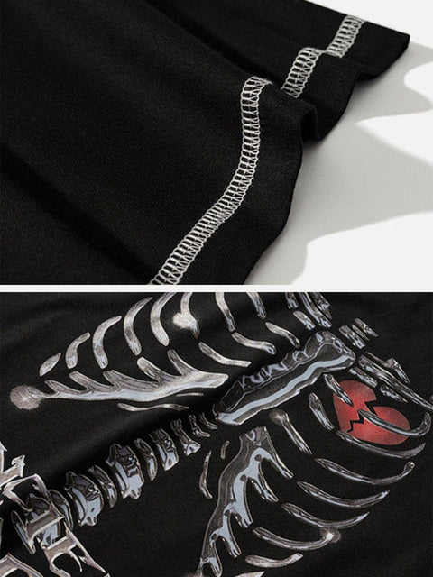 Heart Skeleton Graphic Tee - Anagoc