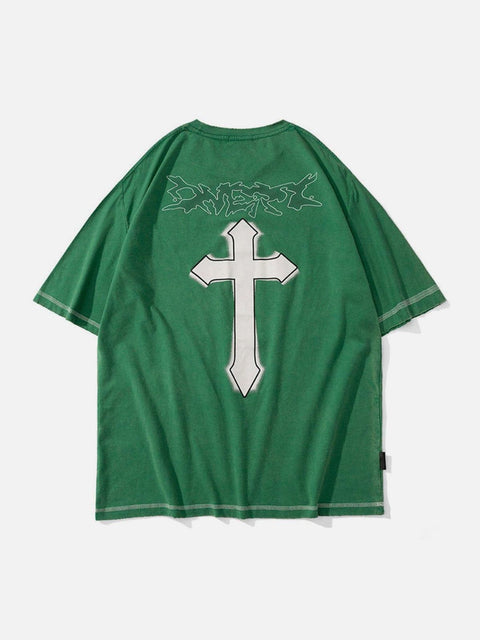 Cross Washed Graphic Tee - Anagoc