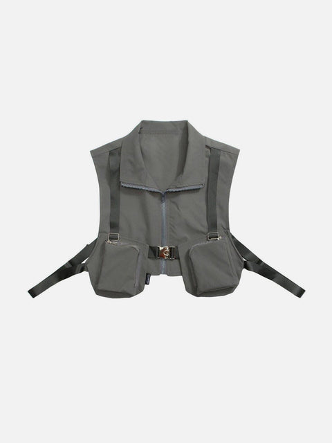 Function Metal Zipper Buckle Vest - Anagoc