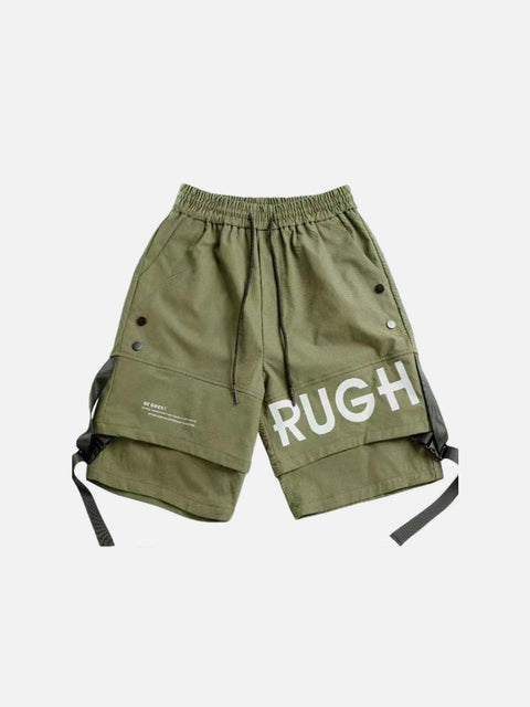 Drawstring Letter Shorts - Anagoc