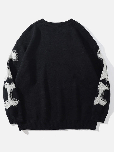 Skeleton Print Knit Sweater - Anagoc