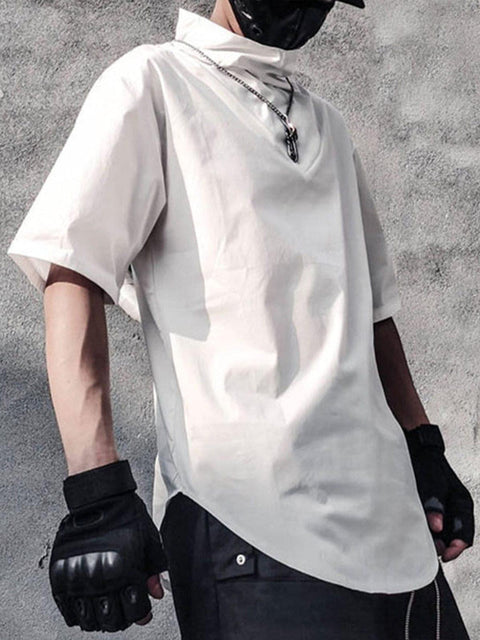 Dark Functional Chain Turtleneck Tee - Anagoc