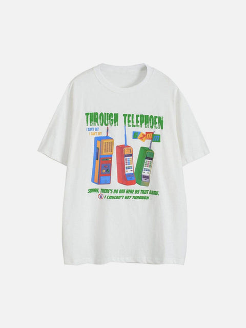Old Phone Cotton Graphic Tee - Anagoc