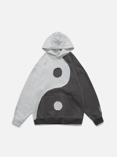 Yin Yang Gossip Patchwork Hoodie - Anagoc