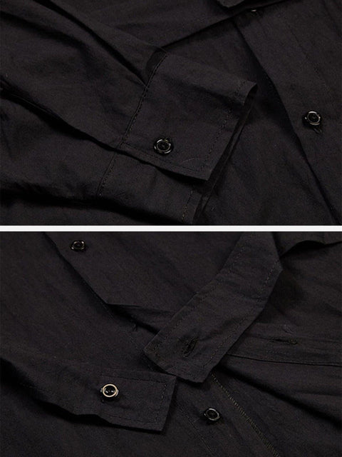 Dark Function Strap Oversized Long Sleeve Shirt - Anagoc