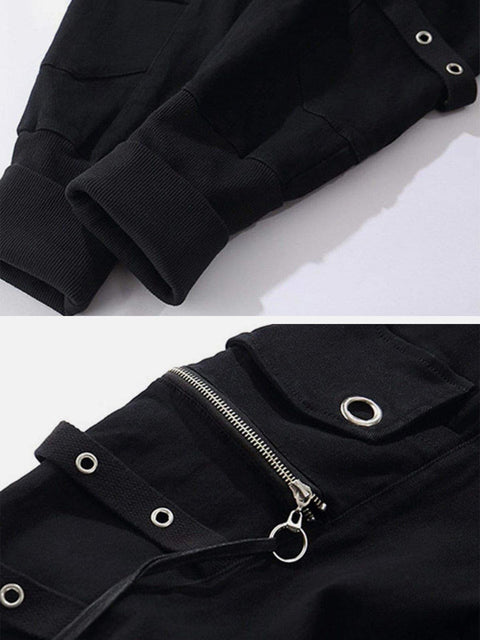 Zipper Multi Pockets Harem Pants - Anagoc