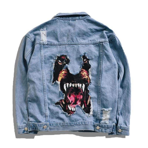 "Dog Head" Denim Jacket - Anagoc