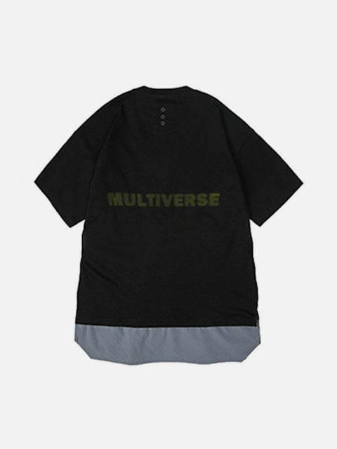 Cyberpunk Fake Two Patchwork Cotton Tee - Anagoc