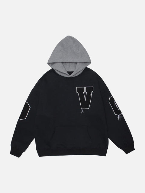 Fake Two Tassel Embroidery Letters Print Hoodie - Anagoc