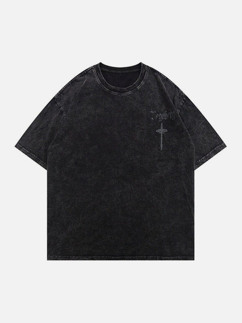 Cross Washed Cotton Graphic Tee - Anagoc
