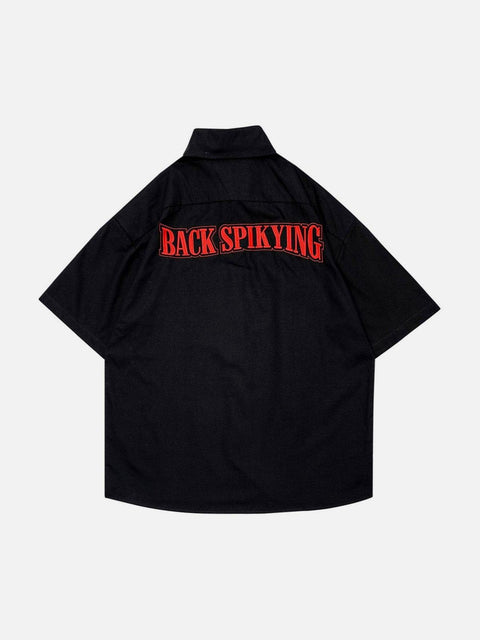 Dark Letters Embroidery Shirt - Anagoc